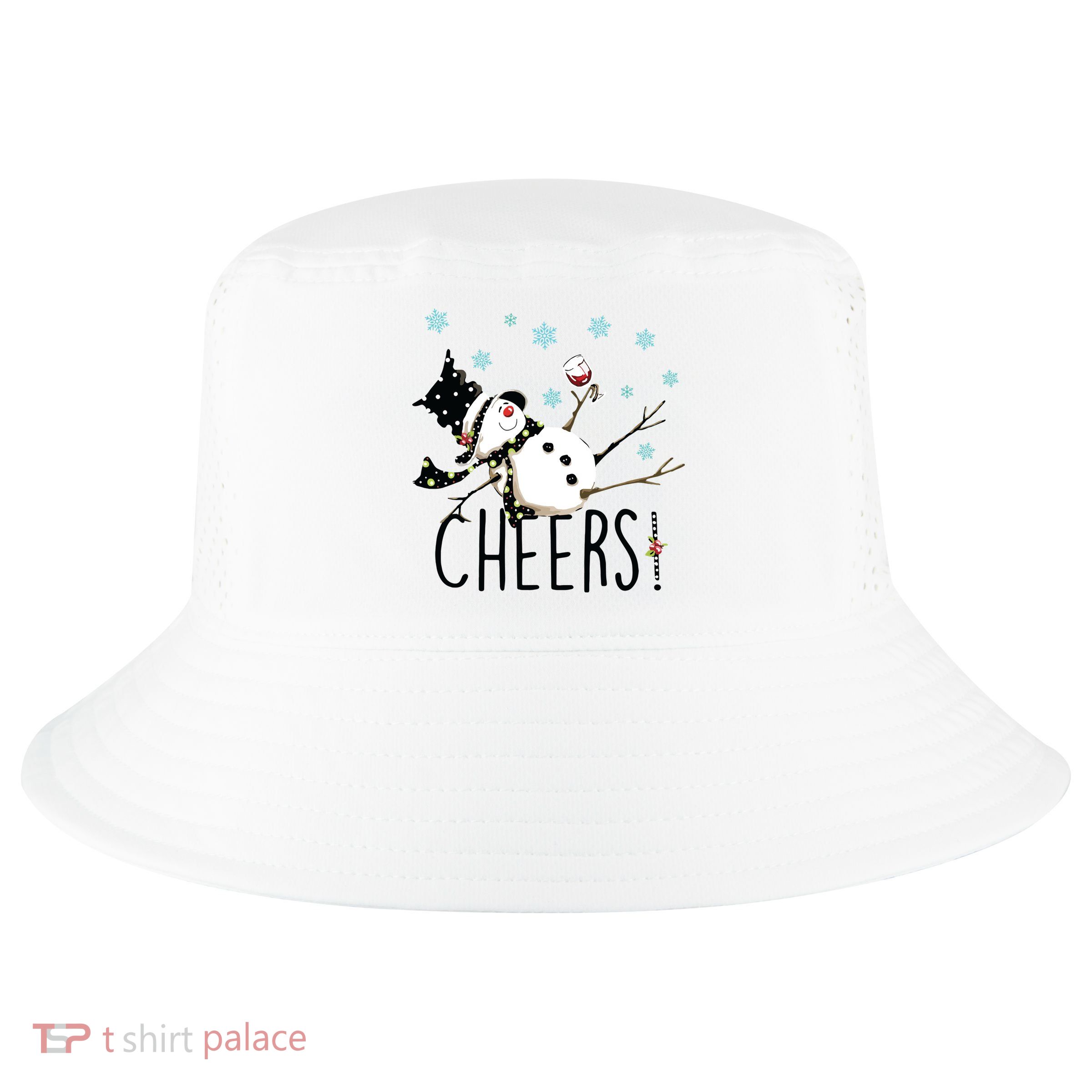 Cheers Snowman And Wine Christmas Cool Comfort Performance Bucket Hat