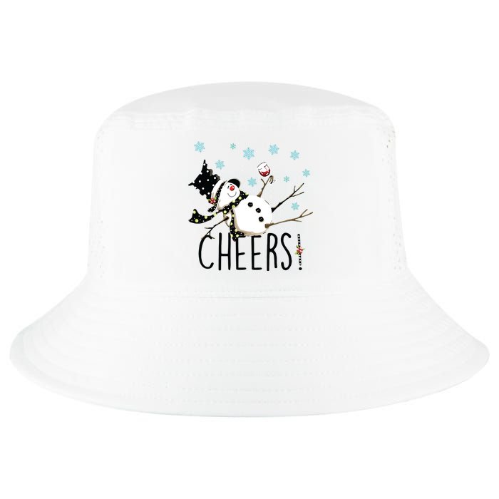 Cheers Snowman And Wine Christmas Cool Comfort Performance Bucket Hat