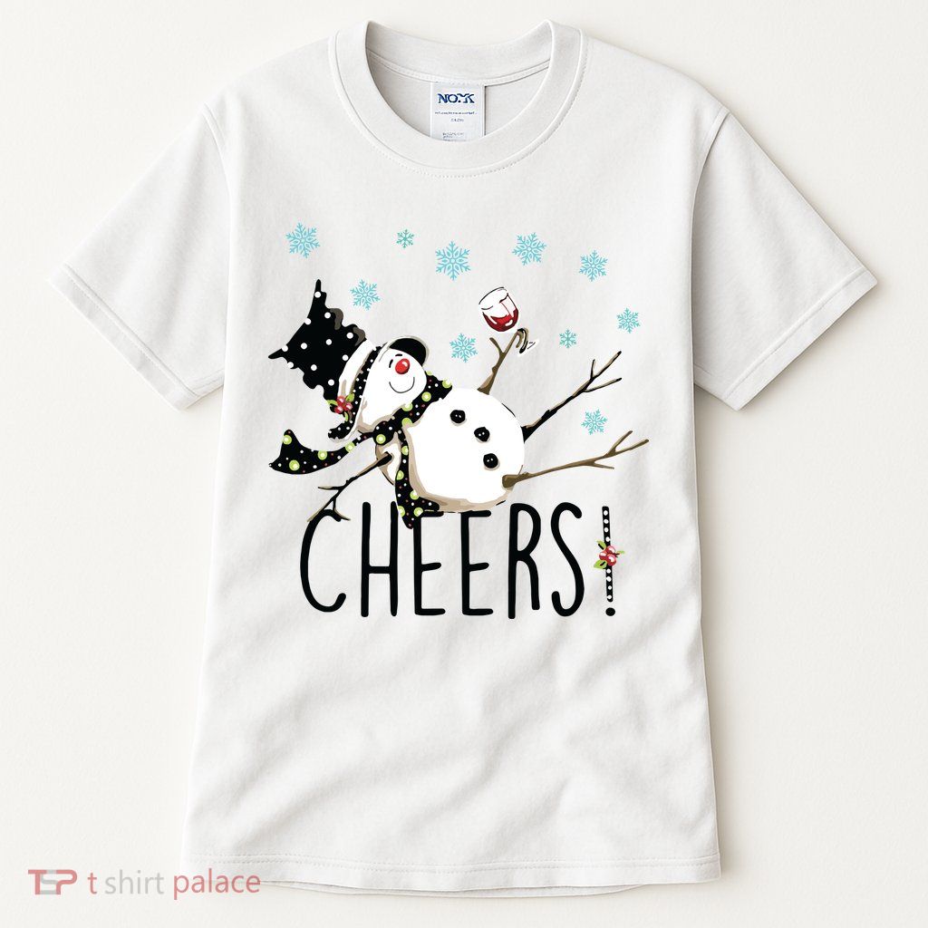 Cheers Snowman And Wine Christmas Tall T-Shirt