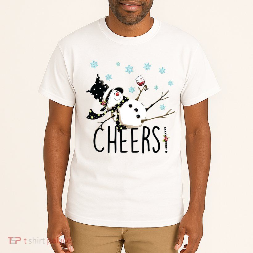 Cheers Snowman And Wine Christmas Tall T-Shirt
