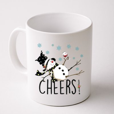 Cheers Snowman And Wine Christmas Coffee Mug