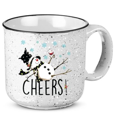 Cheers Snowman And Wine Christmas 15oz Campfire Ceramic Mug