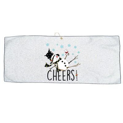 Cheers Snowman And Wine Christmas Large Microfiber Waffle Golf Towel