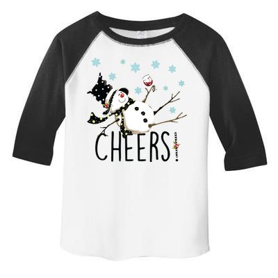 Cheers Snowman And Wine Christmas Toddler Fine Jersey T-Shirt