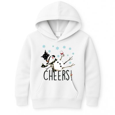 Cheers Snowman And Wine Christmas Kids Hoodie