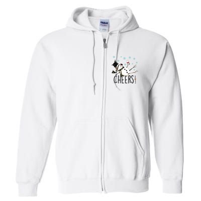 Cheers Snowman And Wine Christmas Full Zip Hoodie