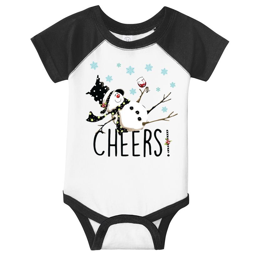 Cheers Snowman And Wine Christmas Infant Baby Jersey Bodysuit