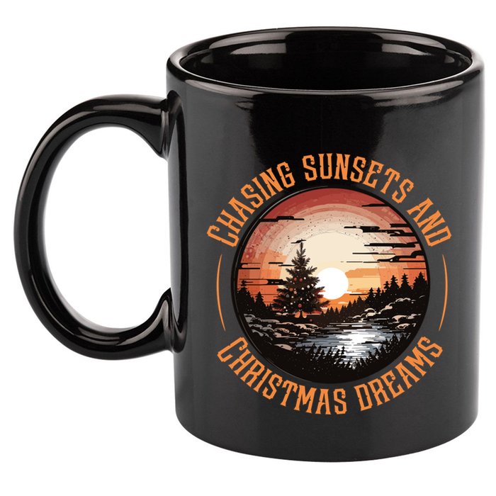 Chasing Sunsets And Christmas Dreams 11oz C Handle Ceramic Mug