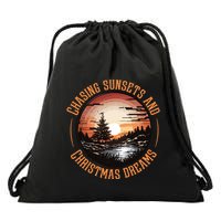 Chasing Sunsets And Christmas Dreams Drawstring Bag