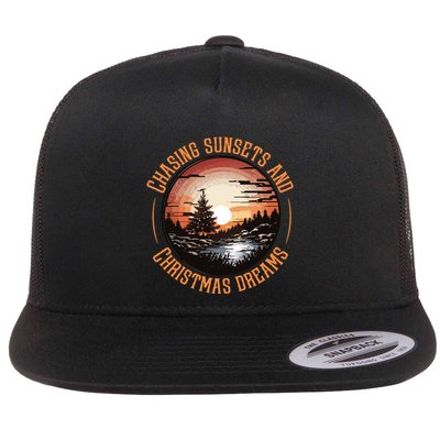 Chasing Sunsets And Christmas Dreams Flatbill Hat