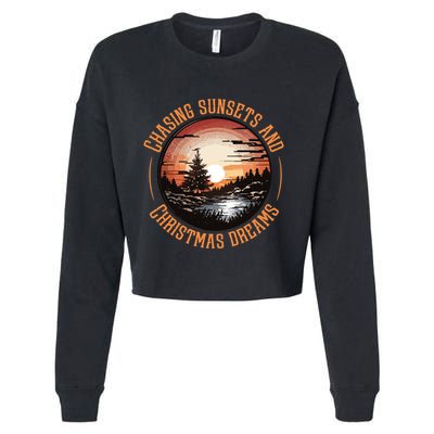 Chasing Sunsets And Christmas Dreams Cropped Pullover Crew