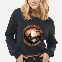 Chasing Sunsets And Christmas Dreams Cropped Pullover Crew