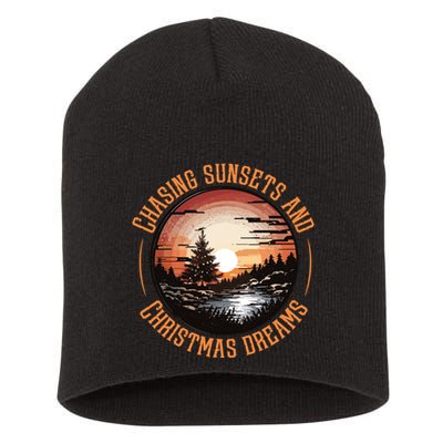 Chasing Sunsets And Christmas Dreams Short Acrylic Beanie