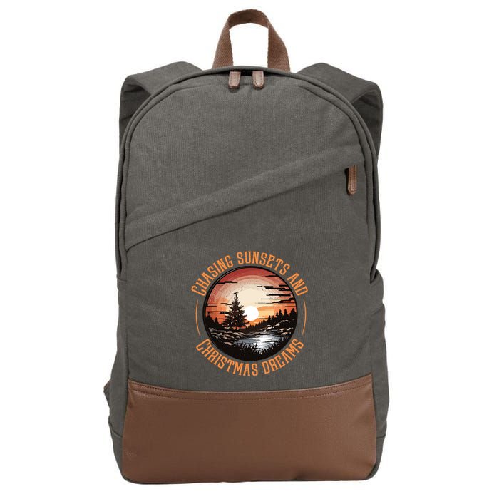 Chasing Sunsets And Christmas Dreams Cotton Canvas Backpack