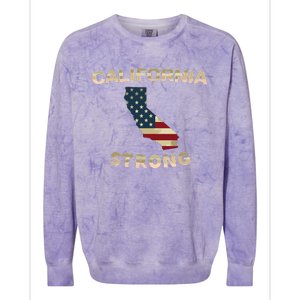 California Strong American Flag Cool Ca Map Colorblast Crewneck Sweatshirt