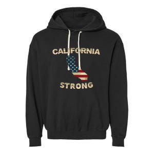 California Strong American Flag Cool Ca Map Garment-Dyed Fleece Hoodie