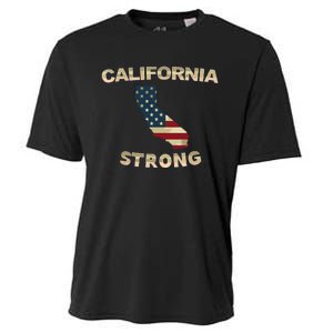 California Strong American Flag Cool Ca Map Cooling Performance Crew T-Shirt