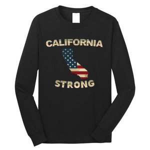 California Strong American Flag Cool Ca Map Long Sleeve Shirt