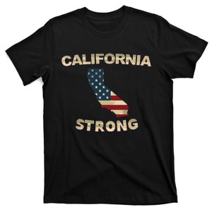 California Strong American Flag Cool Ca Map T-Shirt