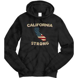 California Strong American Flag Cool Ca Map Tie Dye Hoodie