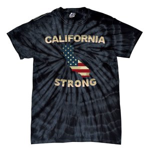 California Strong American Flag Cool Ca Map Tie-Dye T-Shirt