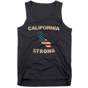 California Strong American Flag Cool Ca Map Tank Top