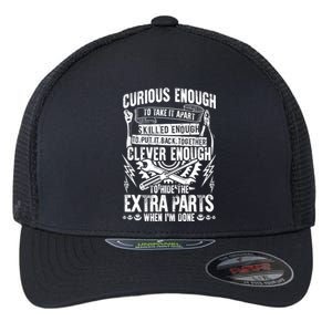 Curious Skilled And Clever Funny Car Auto Truck Mechanic Flexfit Unipanel Trucker Cap