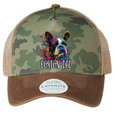 Colorful Splash Art Boston Terrier Dad Portrait Puppy Legacy Tie Dye Trucker Hat