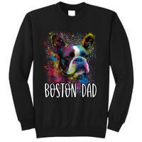 Colorful Splash Art Boston Terrier Dad Portrait Puppy Sweatshirt