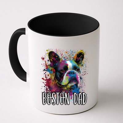 Colorful Splash Art Boston Terrier Dad Portrait Puppy Mug
