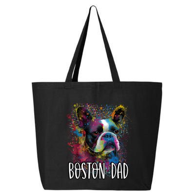 Colorful Splash Art Boston Terrier Dad Portrait Puppy 25L Jumbo Tote