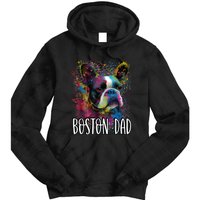 Colorful Splash Art Boston Terrier Dad Portrait Puppy Tie Dye Hoodie