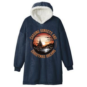 Chasing Sunsets And Christmas Dreams Hooded Wearable Blanket