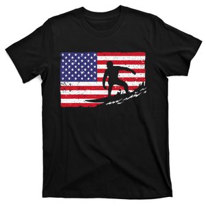 Cool Surfing American Flag T-Shirt