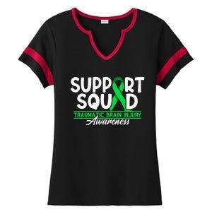 Cancer Support Awareness Squad I TBI Traumatic Brain Injury Ladies Halftime Notch Neck Tee