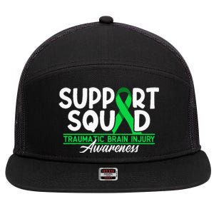 Cancer Support Awareness Squad I TBI Traumatic Brain Injury 7 Panel Mesh Trucker Snapback Hat