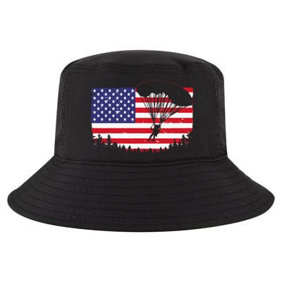 Cool Skydiving Art Men Women Skydiver American Flag Skydive Cool Comfort Performance Bucket Hat