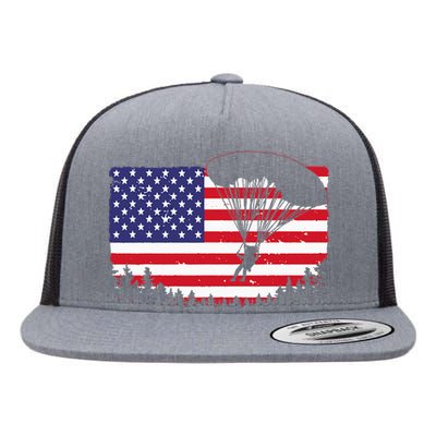 Cool Skydiving Art Men Women Skydiver American Flag Skydive Flat Bill Trucker Hat