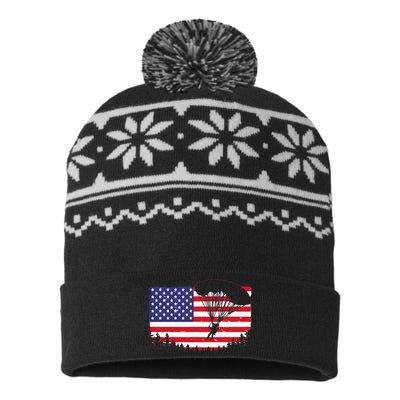 Cool Skydiving Art Men Women Skydiver American Flag Skydive USA-Made Snowflake Beanie