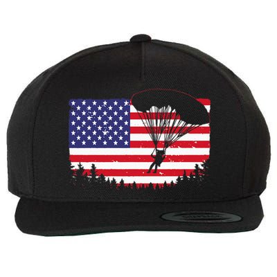 Cool Skydiving Art Men Women Skydiver American Flag Skydive Wool Snapback Cap