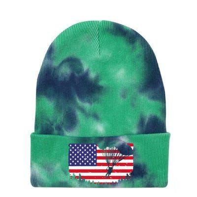 Cool Skydiving Art Men Women Skydiver American Flag Skydive Tie Dye 12in Knit Beanie