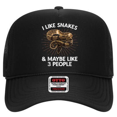 Cool Snake Art For Men Women Ball Python Rattlesnake Reptile High Crown Mesh Back Trucker Hat