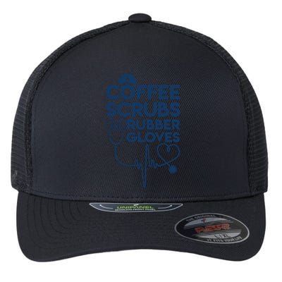 Coffee Scrubs And Rubber Flexfit Unipanel Trucker Cap