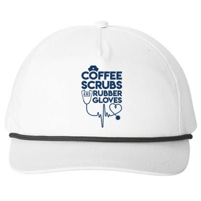 Coffee Scrubs And Rubber Snapback Five-Panel Rope Hat