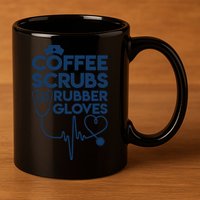 Coffee Scrubs And Rubber 11oz C Handle Ceramic Mug
