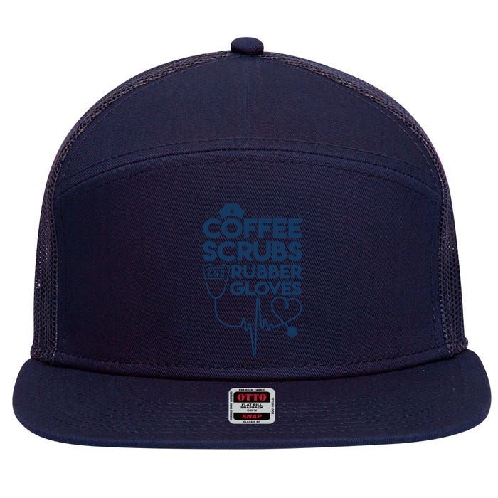 Coffee Scrubs And Rubber 7 Panel Mesh Trucker Snapback Hat