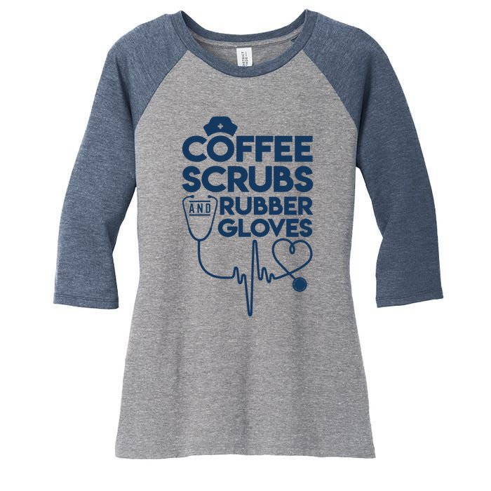 Coffee Scrubs And Rubber Women's Tri-Blend 3/4-Sleeve Raglan Shirt