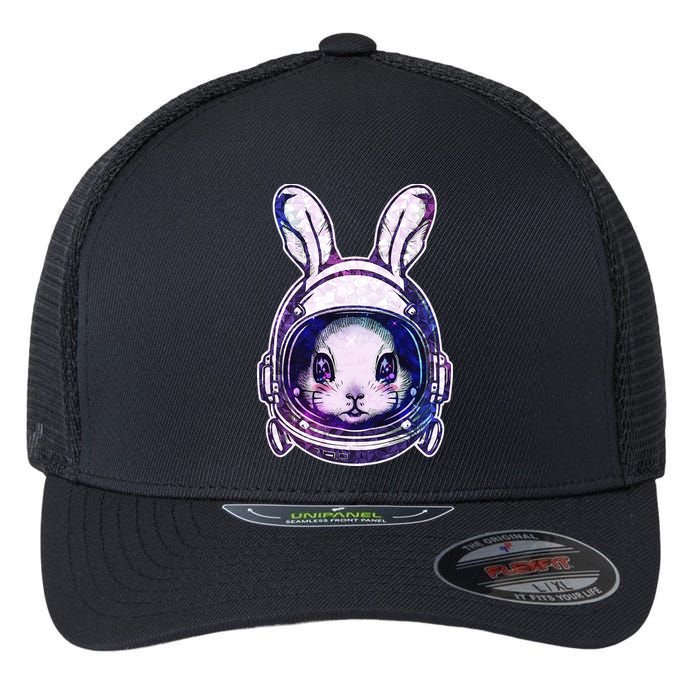 Cute Space Astronaut Bunny Rabbit Flexfit Unipanel Trucker Cap