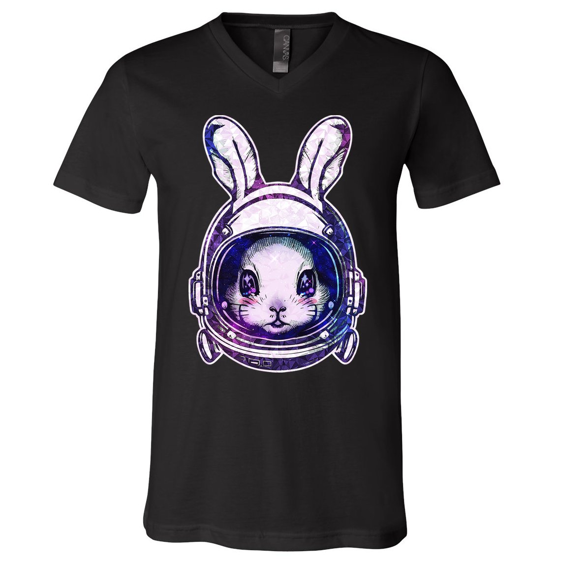 Cute Space Astronaut Bunny Rabbit V-Neck T-Shirt