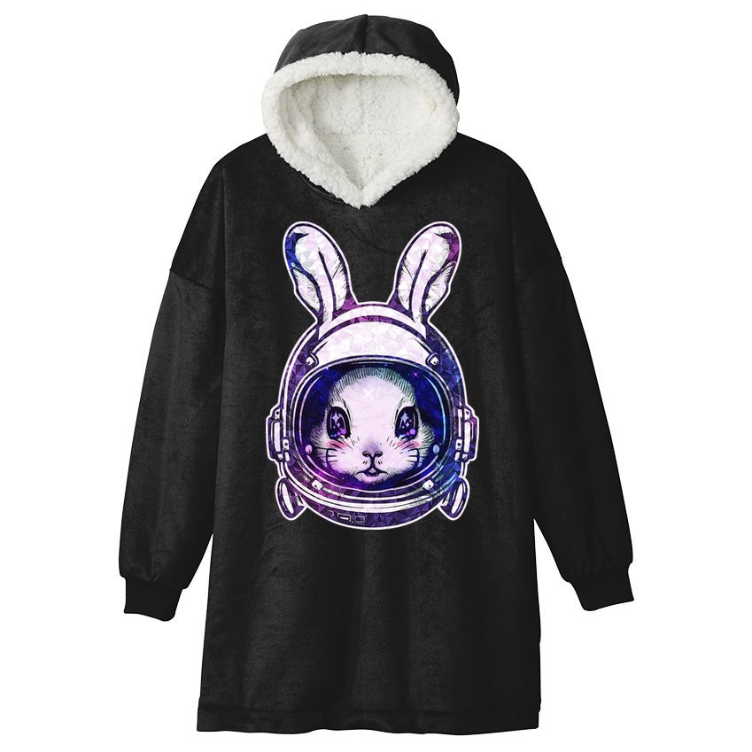 Cute Space Astronaut Bunny Rabbit Hooded Wearable Blanket